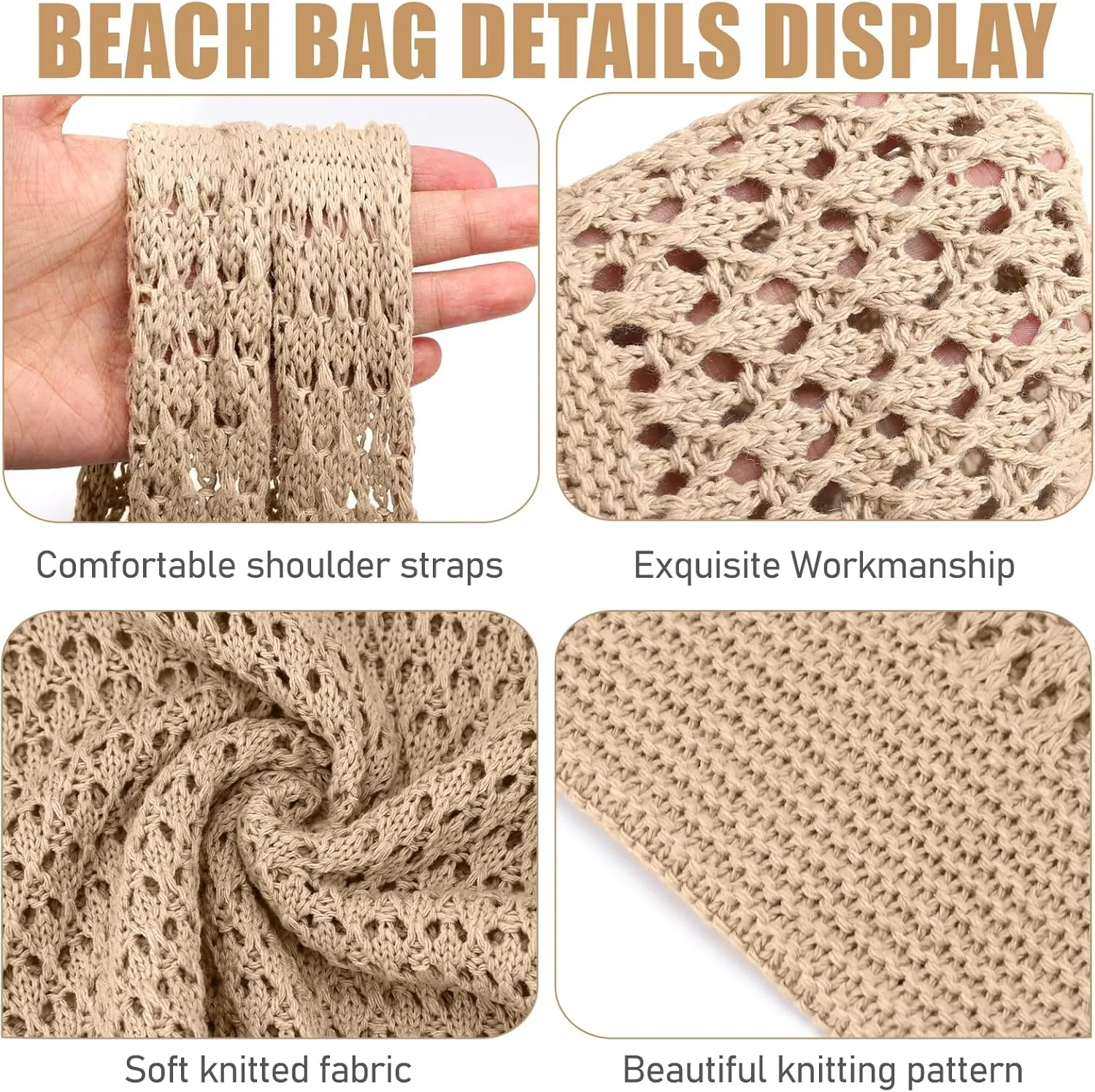 hatisan Crochet Bags for Women - Summer Beach Tote, Aesthetic Hippie Knit Bag