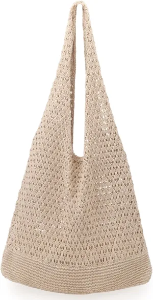 hatisan Crochet Bags for Women - Summer Beach Tote, Aesthetic Hippie Knit Bag