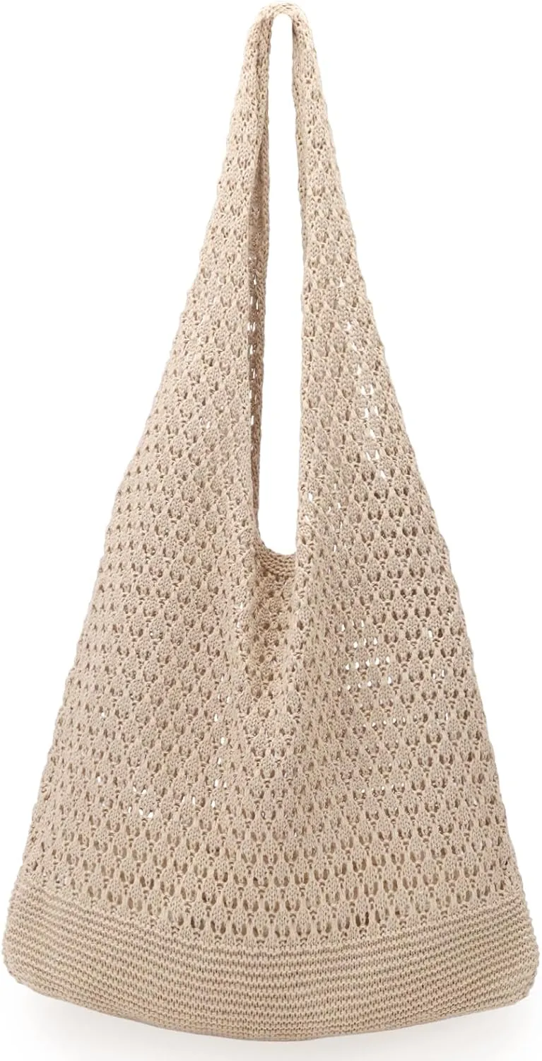 hatisan Crochet Bags for Women - Summer Beach Tote, Aesthetic Hippie Knit Bag