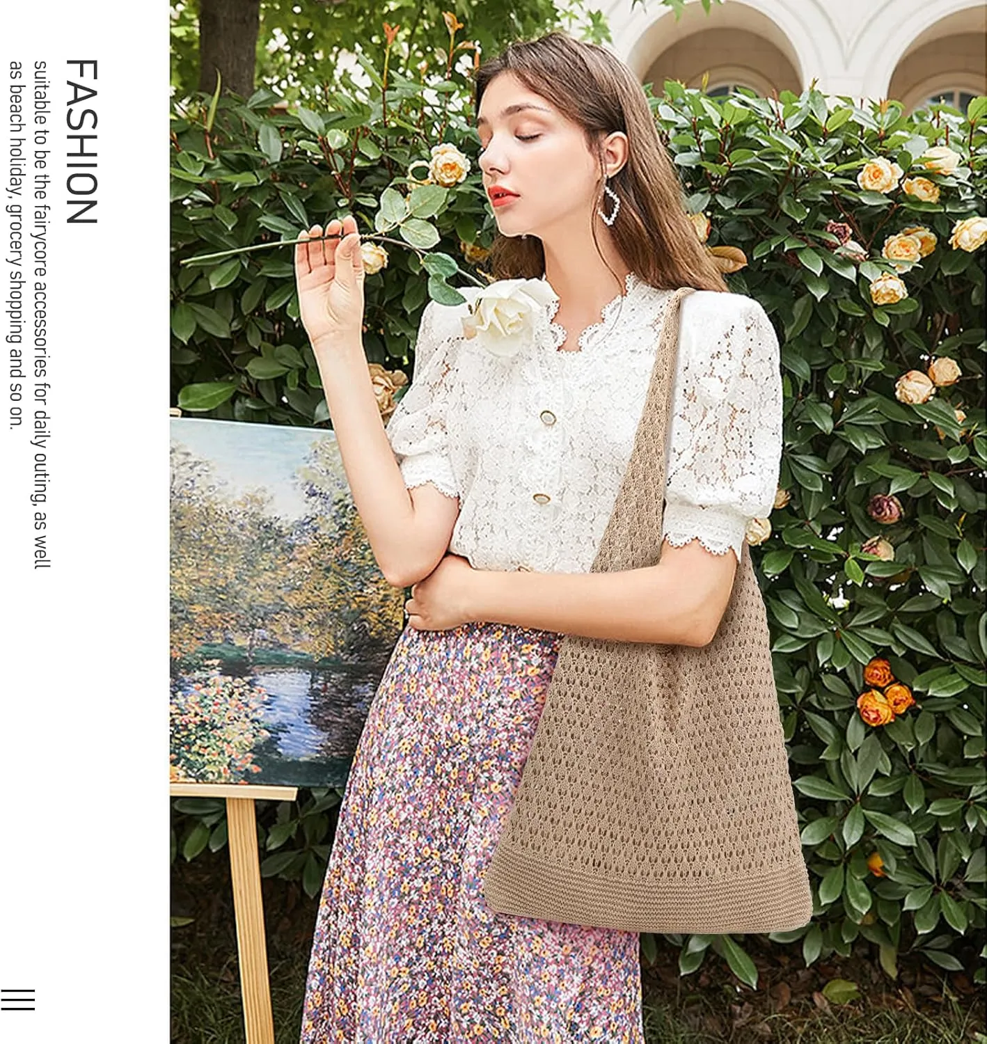 hatisan Crochet Bags for Women - Summer Beach Tote, Aesthetic Hippie Knit Bag