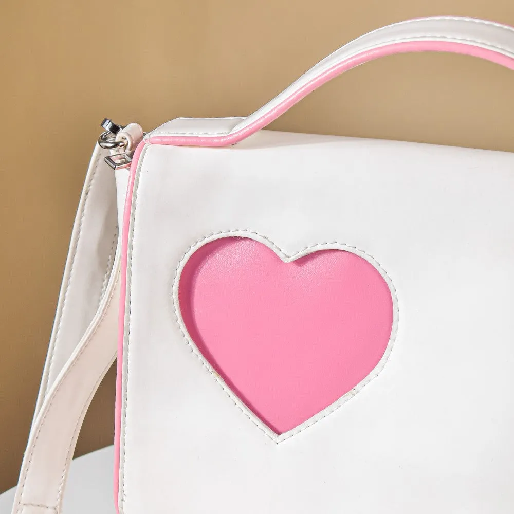 Heart Sling Bag White And Pink