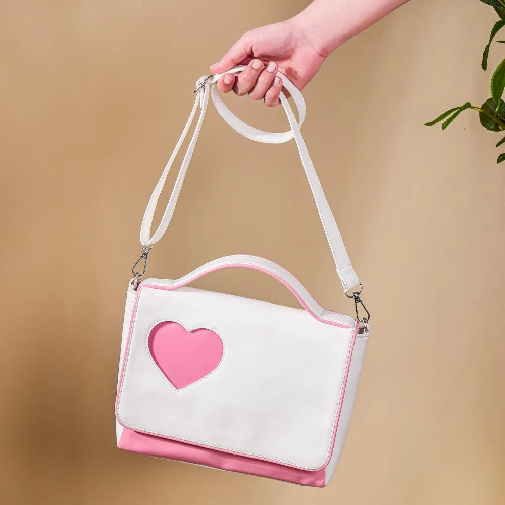 Heart Sling Bag White And Pink