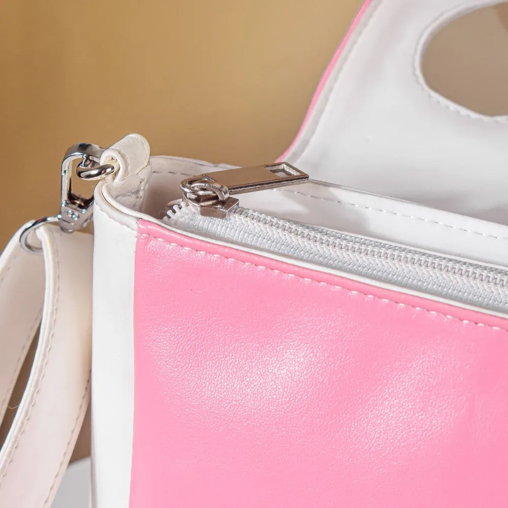 Heart Sling Bag White And Pink