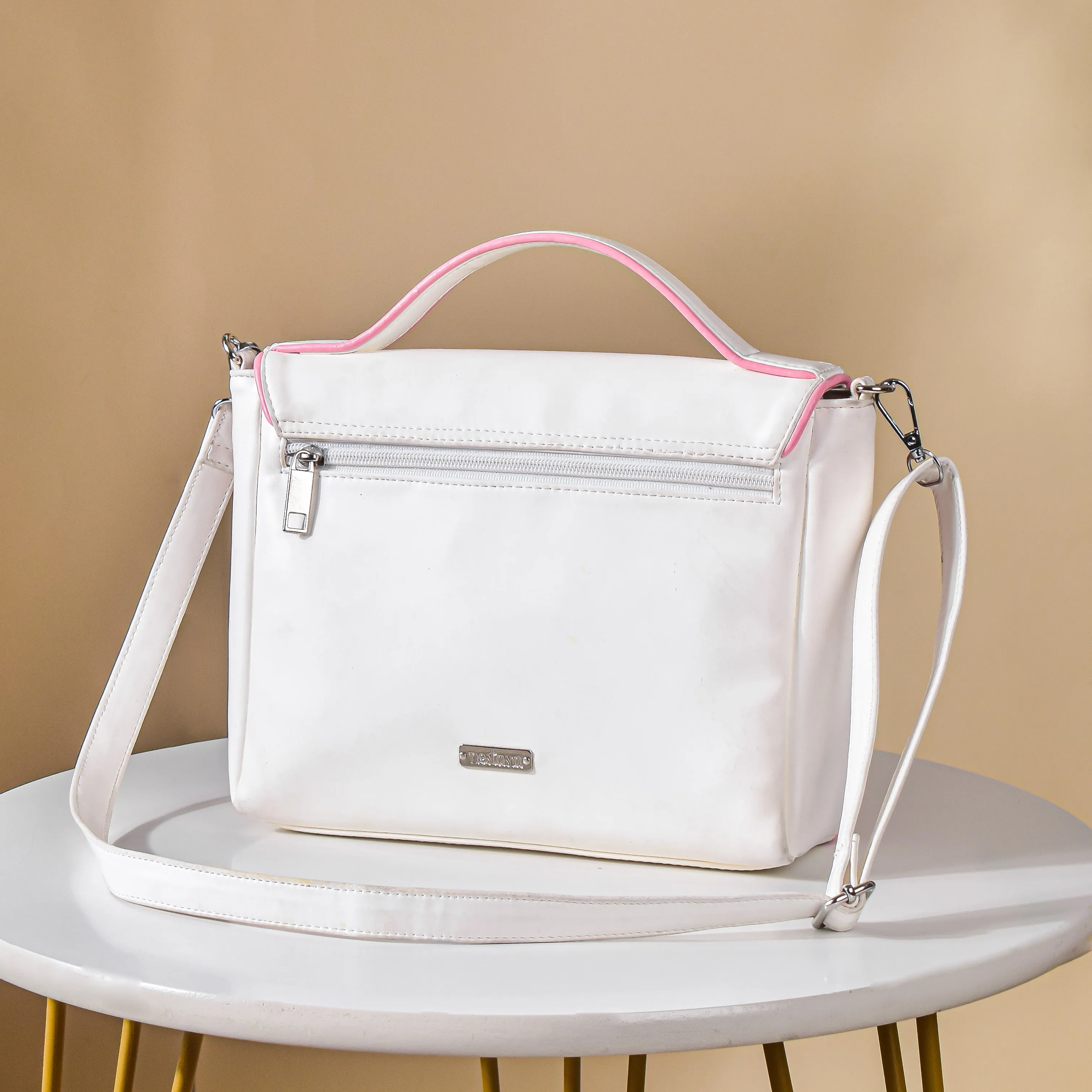Heart Sling Bag White And Pink