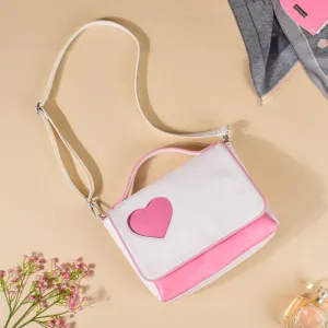 Heart Sling Bag White And Pink