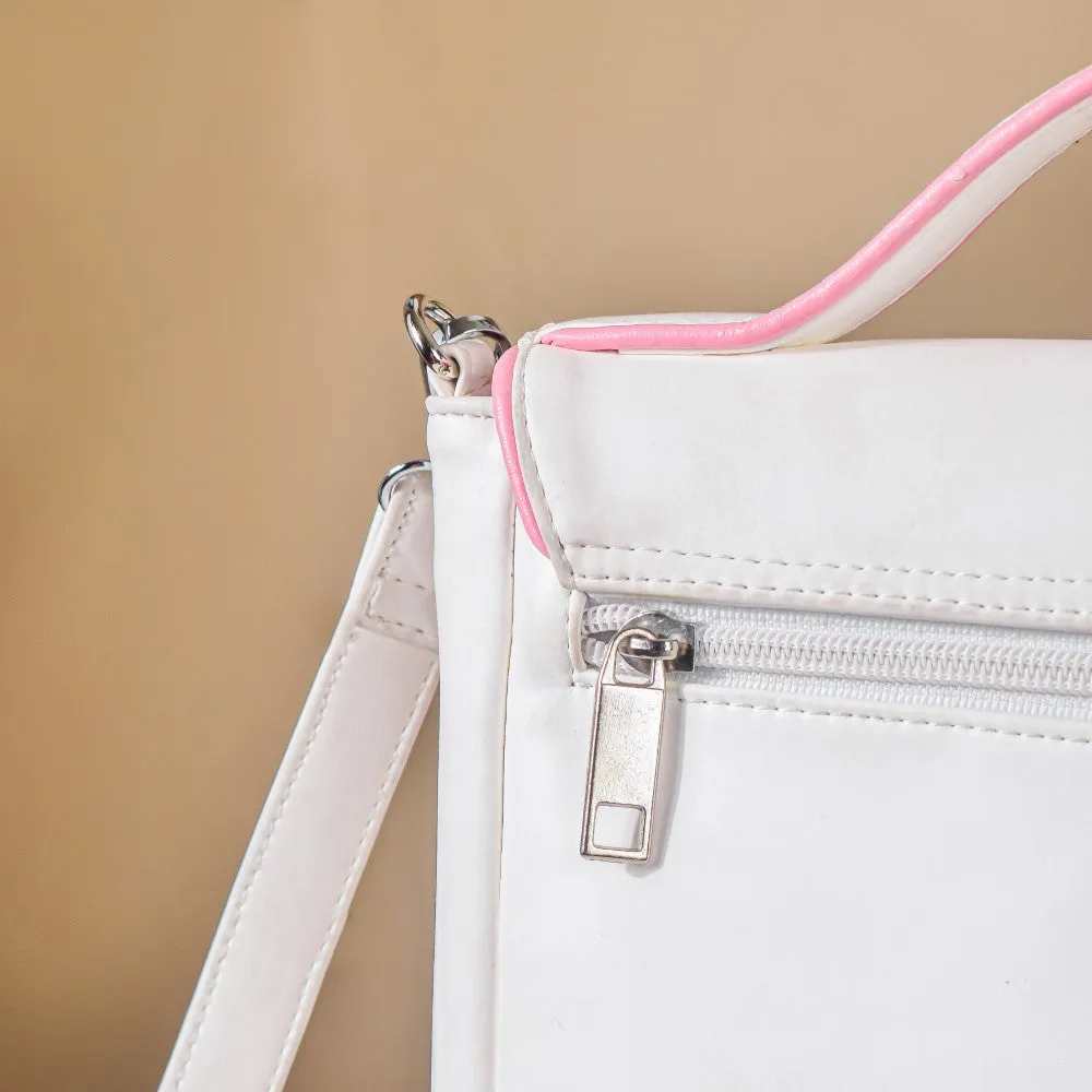 Heart Sling Bag White And Pink