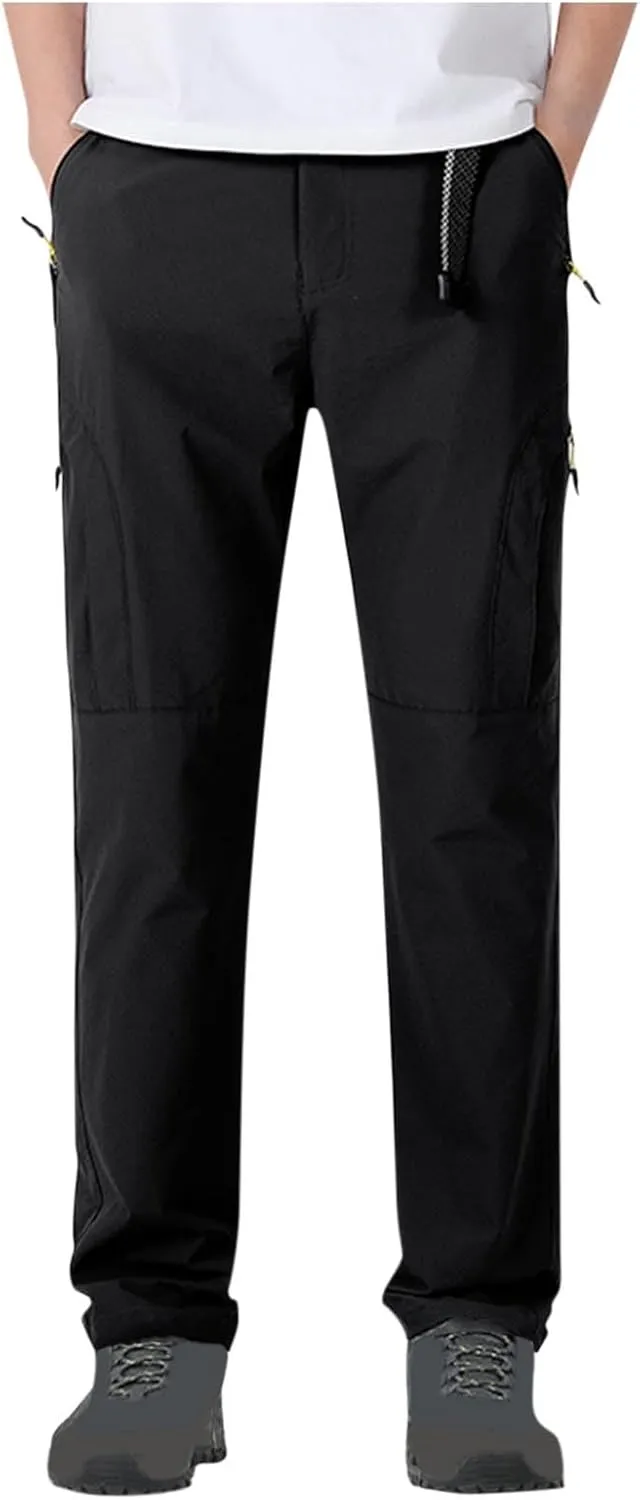Hiking Pants Men with Belt 5 Zipper Pockets Waterproof Lightweight Quick Dry Travel Fishing Work Outdoor Pant Stretchy