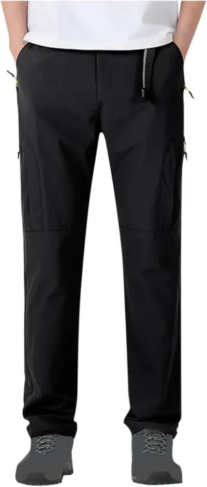 Hiking Pants Men with Belt 5 Zipper Pockets Waterproof Lightweight Quick Dry Travel Fishing Work Outdoor Pant Stretchy
