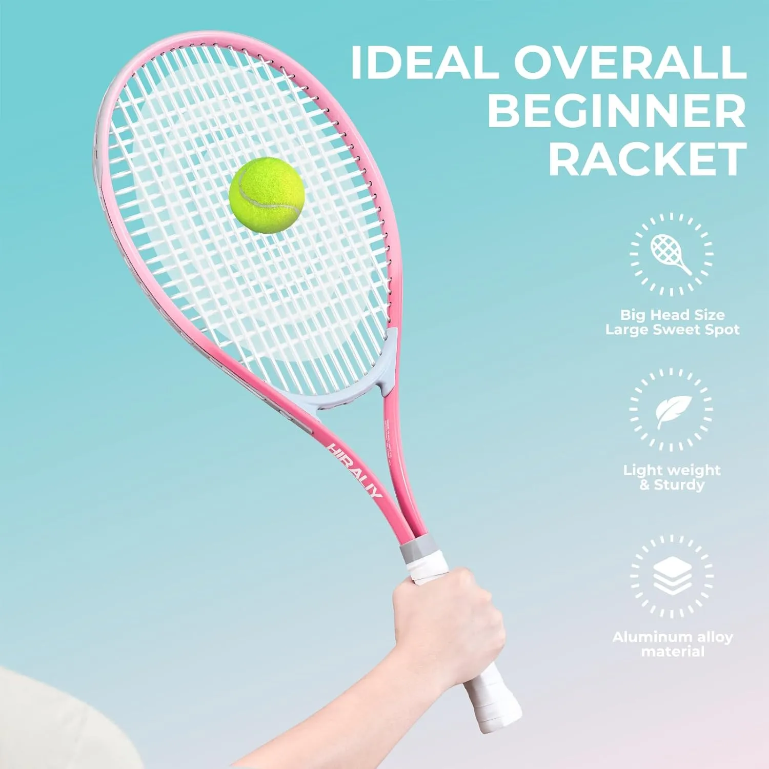HIRALIY 27" Tennis Rackets Set for Adults, 2 Player Pre-Strung Tennis Racquets, 2 Overgrip Tapes,3 Balls, and 4 Carrying Bag, Outdoor Recreational Sport for Beginner, Men, Women