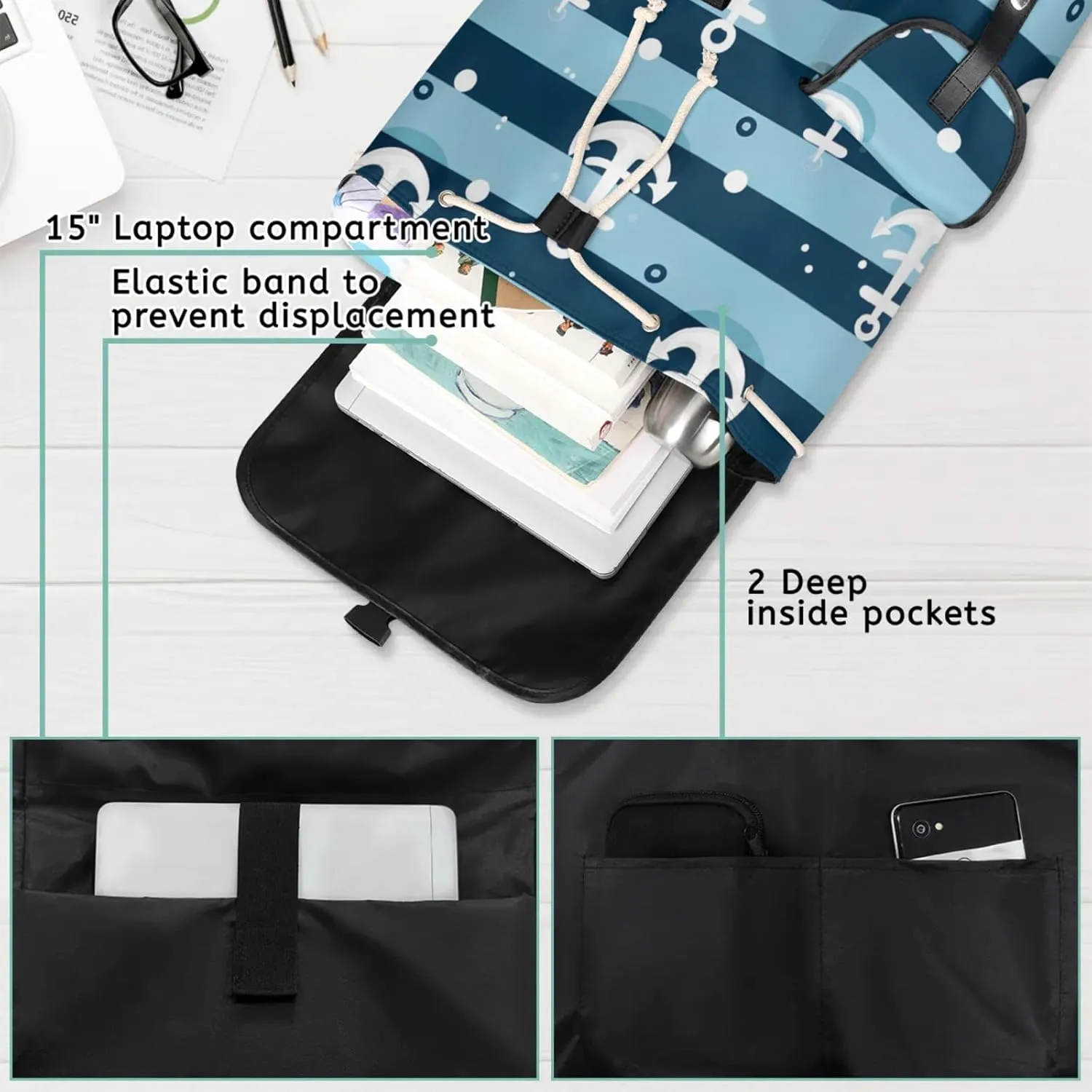 Honeybaby Vintage Waterproof Laptop Backpack for Men/Women Travel Essentials Backpack Expandable Carry On Bag with Anti-Theft Compartment Fits 15" Notebook Anchors