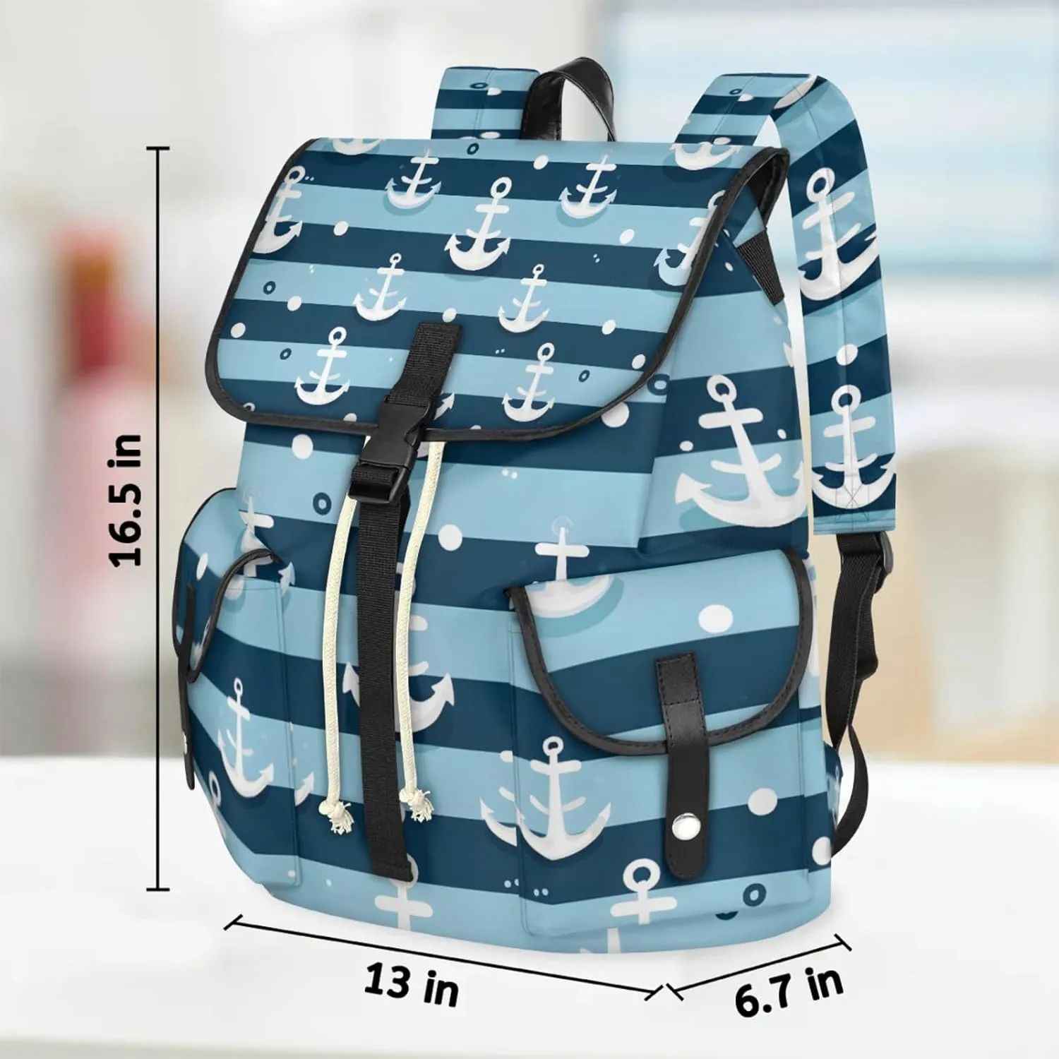 Honeybaby Vintage Waterproof Laptop Backpack for Men/Women Travel Essentials Backpack Expandable Carry On Bag with Anti-Theft Compartment Fits 15" Notebook Anchors