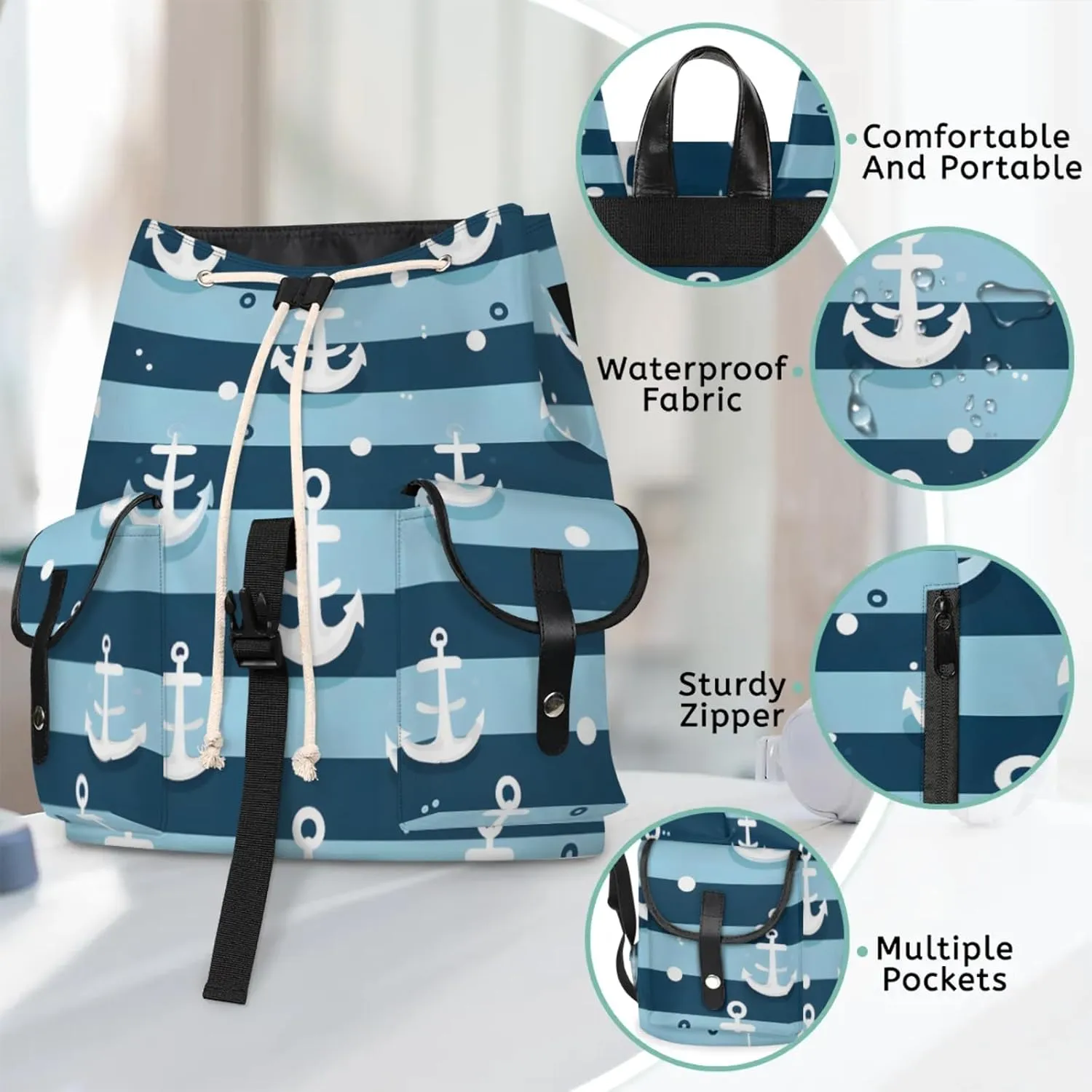 Honeybaby Vintage Waterproof Laptop Backpack for Men/Women Travel Essentials Backpack Expandable Carry On Bag with Anti-Theft Compartment Fits 15" Notebook Anchors