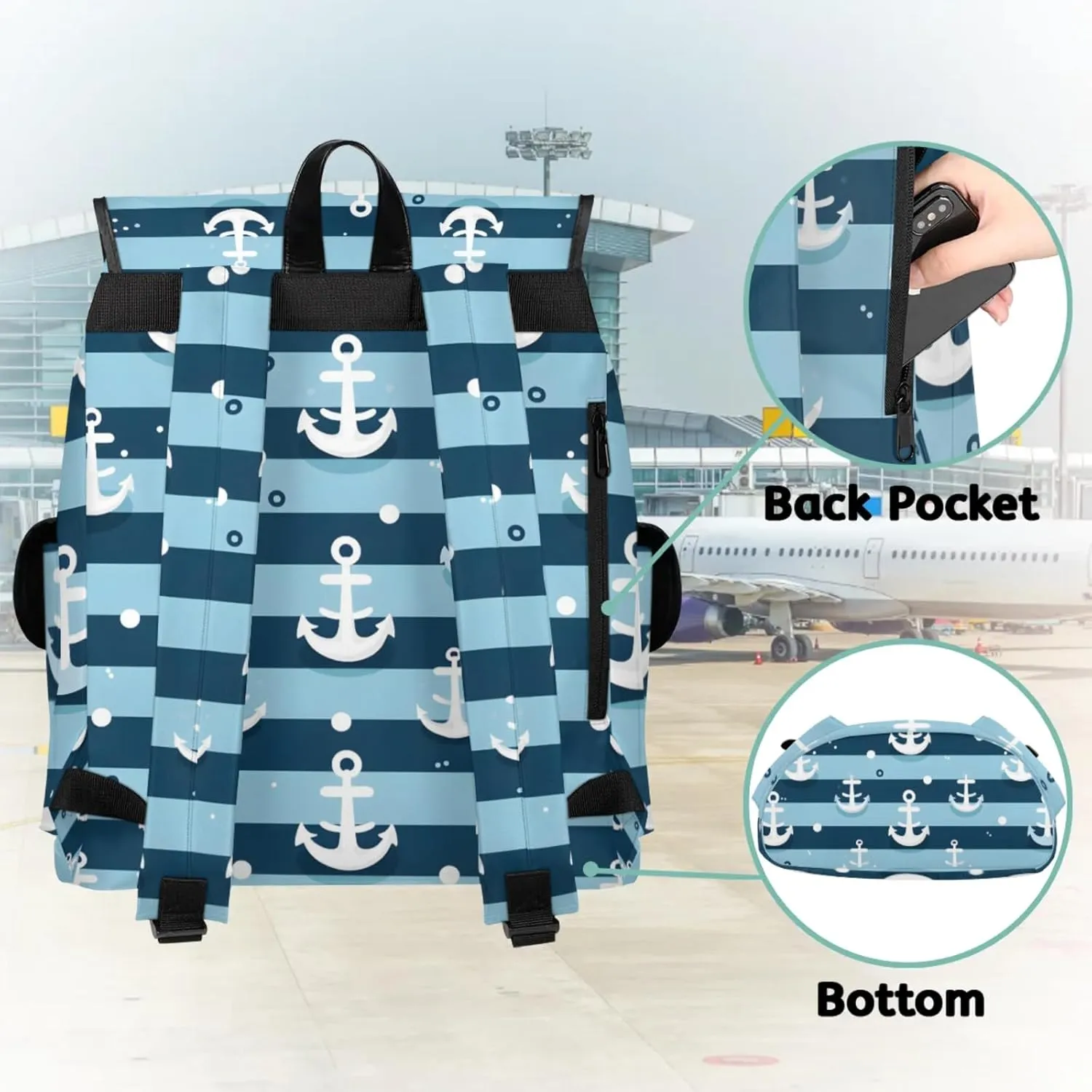 Honeybaby Vintage Waterproof Laptop Backpack for Men/Women Travel Essentials Backpack Expandable Carry On Bag with Anti-Theft Compartment Fits 15" Notebook Anchors
