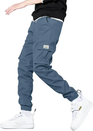 HOTake Men's Casual Cargo Pants Elastic Waist Drawstring Tapered Pants for Men Joggers Hiking Pants with Multi Pockets