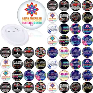 Hotop 100 Pcs Asian American and Pacific Islander Heritage Month Pins Bulk 1.5 Inch Round Button Badges for Backpacks Asian American and Pacific Islander Heritage Month Button Brooches Gifts