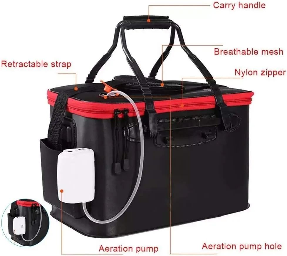 HOTRA Fishing Bucket Collapsible Water Tank Lightweight and Portable Container Foldable Fishing Bucket for Fishing Camp Black (Size : 4 US)