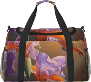 Hummingbird Flower Travel Duffel Bag Tote Bag Sports Gym Bag For Women And Men