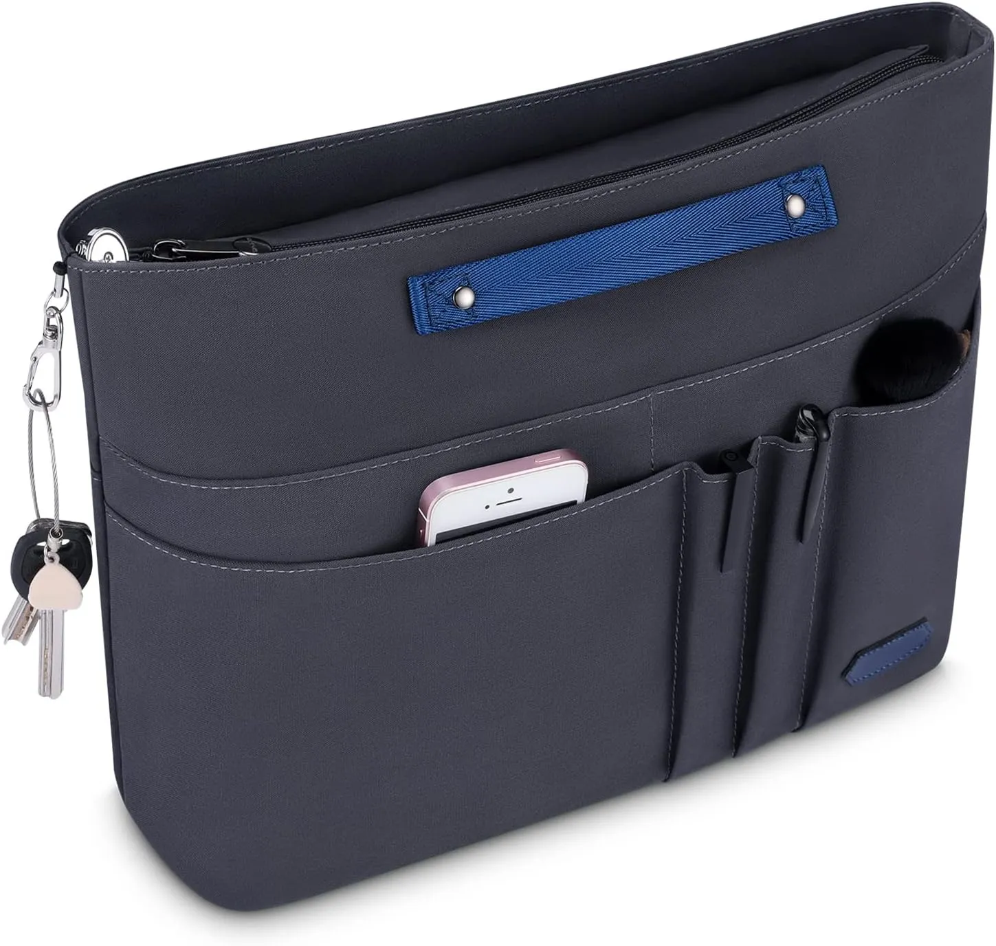 HyFanStr Purse Organizer Insert for Handbags,Tote Bag Organizer Insert Zipper Bag for Women, Handbag Organizer Inside Liner with 15 Pockets