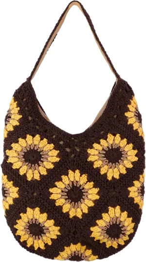 IBEE Crochet Tote Bag for Women Cute Beach Bag Summer Knitted Shoulder Bag Mesh Tote Bag for Vocation