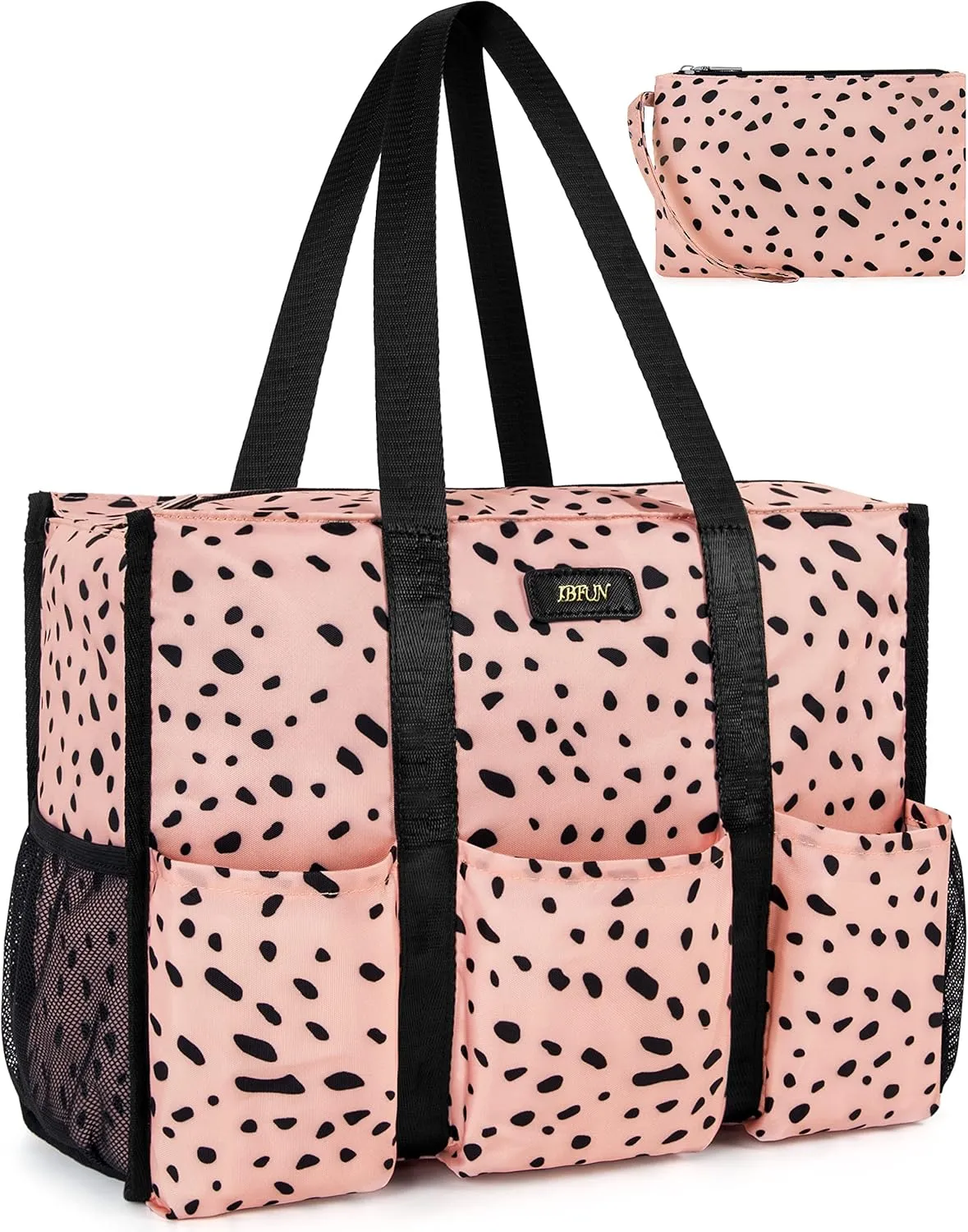 IBFUN Utility Tote Bag with 14/24 Pockets Zip Top Teacher Tote Bag for Teacher/Work Women