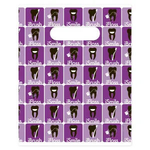 IBrush IFloss ISmile Dental Giveaway Bags, 8" x 10", 100 Pack