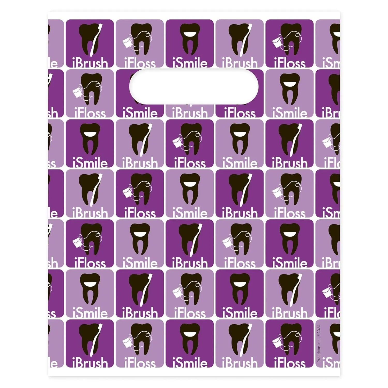 IBrush IFloss ISmile Dental Giveaway Bags, 8" x 10", 100 Pack