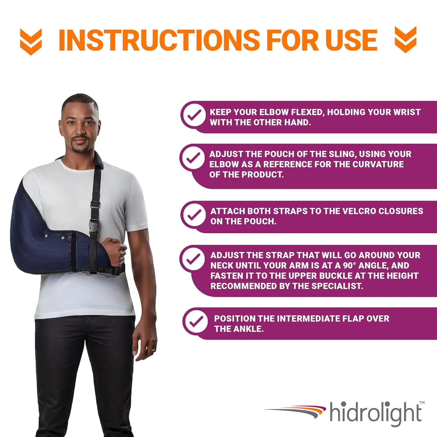 Immobilizer Arm Sling for Upper Limb Injuries - Arm Brace for Left and Right, Bursitis Elbow Brace, Arm Support Straps - Shoulder Support Immobilizer for Rotator Cuff - Black, Medium