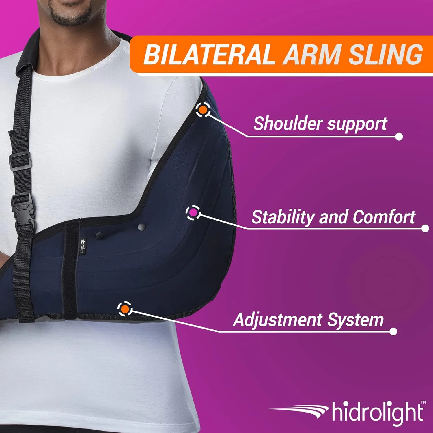 Immobilizer Arm Sling for Upper Limb Injuries - Arm Brace for Left and Right, Bursitis Elbow Brace, Arm Support Straps - Shoulder Support Immobilizer for Rotator Cuff - Black, Medium