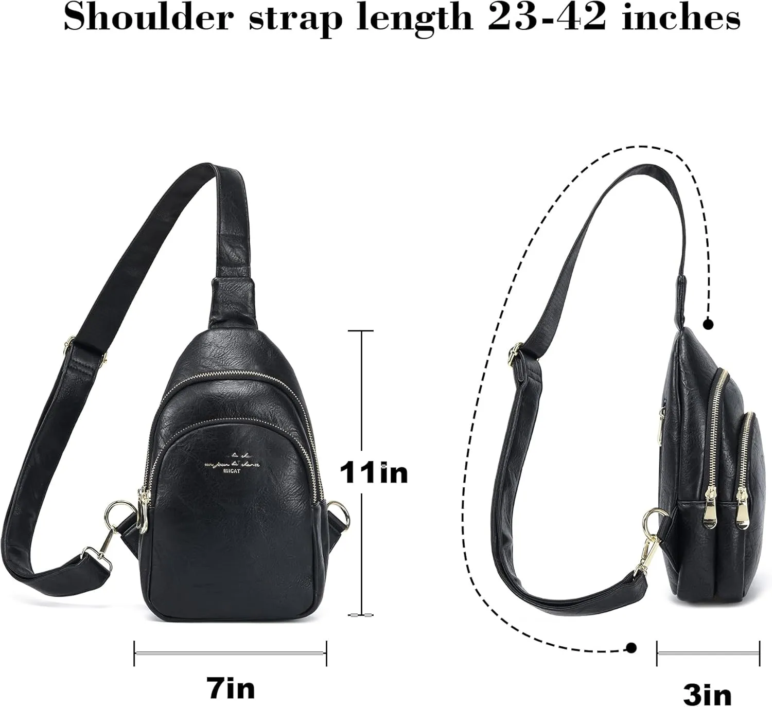 INICAT Crossbody Sling Bags Fanny Packs Leather Purses Chest Bag for Women