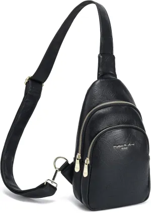 INICAT Crossbody Sling Bags Fanny Packs Leather Purses Chest Bag for Women