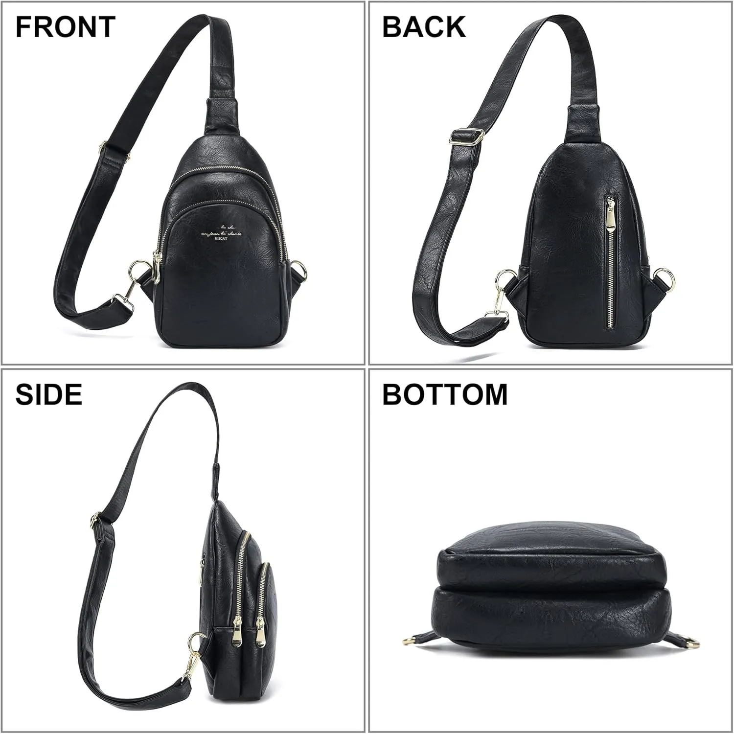 INICAT Crossbody Sling Bags Fanny Packs Leather Purses Chest Bag for Women