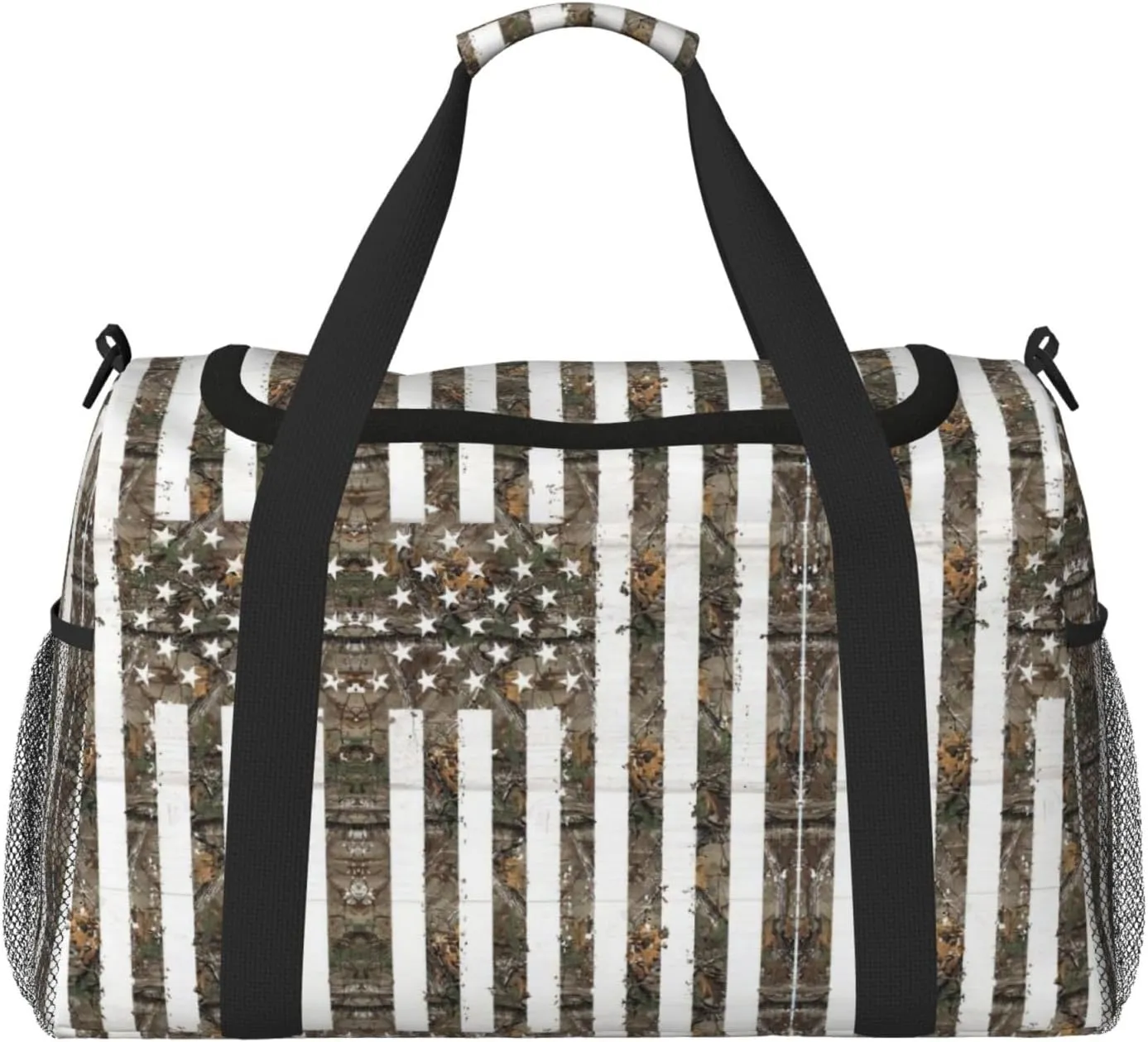 Interstellar American flag Camouflage Print Travel Duffle Bag Large Capacity Tote Stylish Weekender Bag for Outdoor Activities