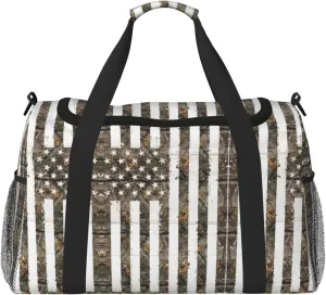 Interstellar American flag Camouflage Print Travel Duffle Bag Large Capacity Tote Stylish Weekender Bag for Outdoor Activities