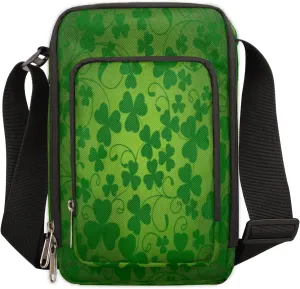 Irish Clover Green Cross Body Bags Trendy Cross Body Cell Phone Purse Wallet Shoulder Bag Small Travel Crossbody Bag with Adjustable Strap for Women and Men