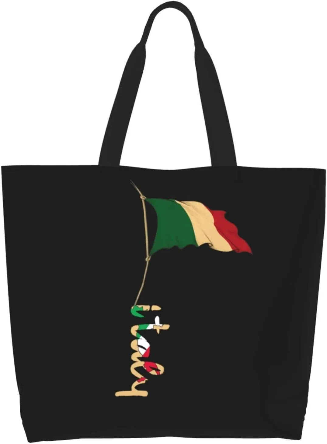 Italy Canvas Tote Bag Italy Flag Shoulder Bag Italian Casual Grocery Bags Flag Bag for Outdoor
