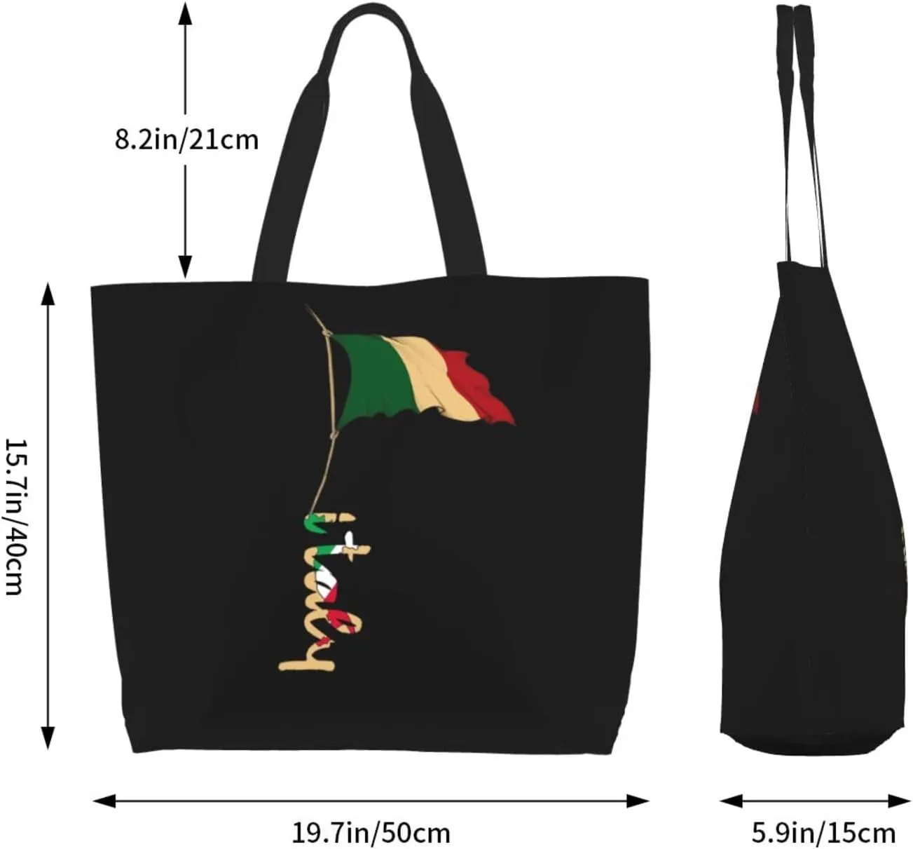Italy Canvas Tote Bag Italy Flag Shoulder Bag Italian Casual Grocery Bags Flag Bag for Outdoor