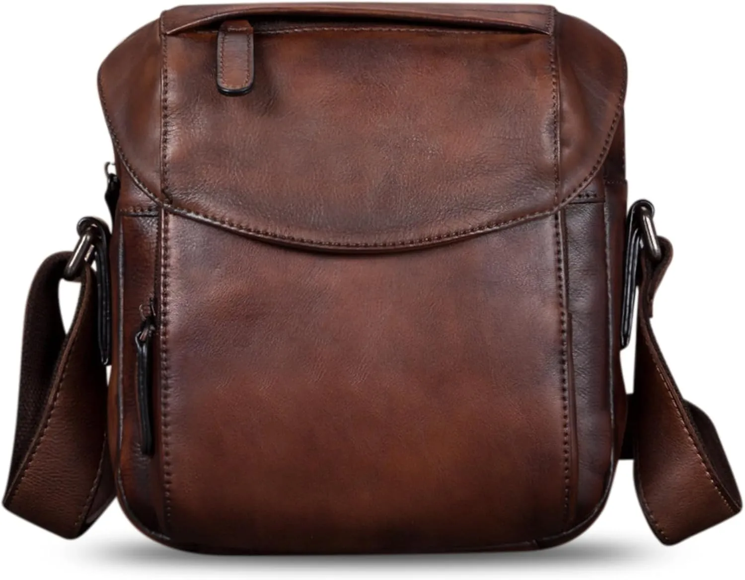 IVTG Genuine Leather Messenger Bag for Men Crossbody Shoulder Bag Satchel Casual Sling Daypack Work Business Daily Purse