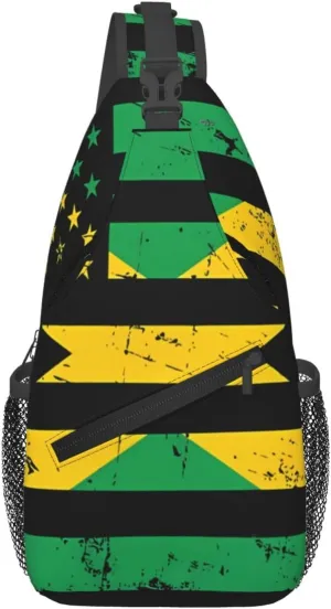 Jamaican Flag Lion Head Sling Bag Adjustable Chest Bags Casual Crossbody Bag Travel Shoulder Backpack