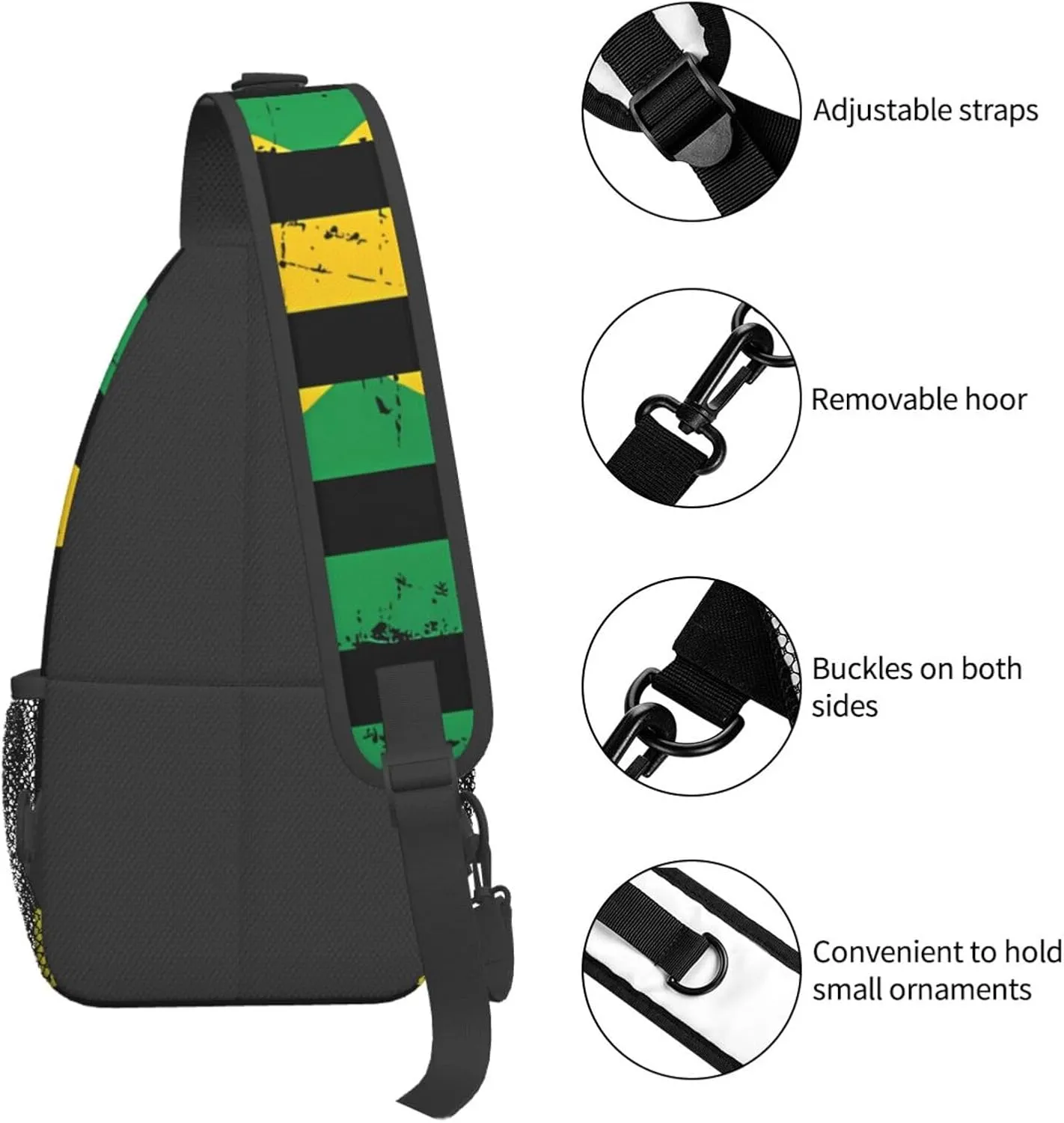 Jamaican Flag Lion Head Sling Bag Adjustable Chest Bags Casual Crossbody Bag Travel Shoulder Backpack