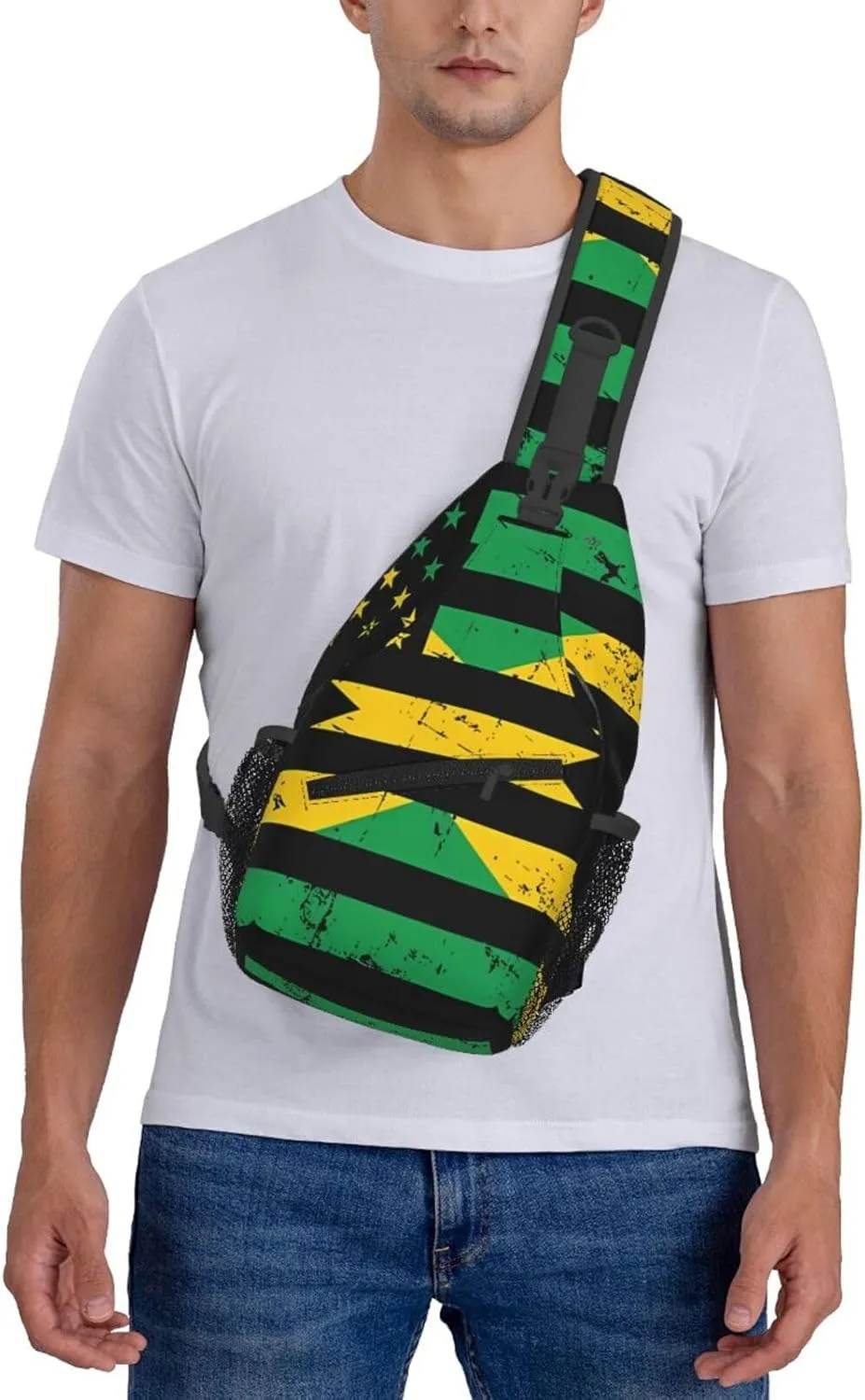 Jamaican Flag Lion Head Sling Bag Adjustable Chest Bags Casual Crossbody Bag Travel Shoulder Backpack