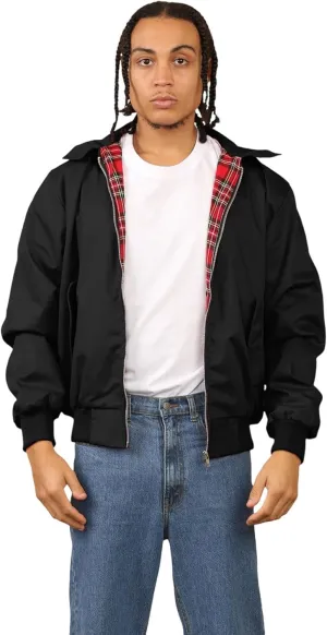 Janisramone® Classic Zip UP Men's Harrington Jacket, 1970 s Retro Vintage Bomber Jacket, Men Lightweight Jacket for Fall