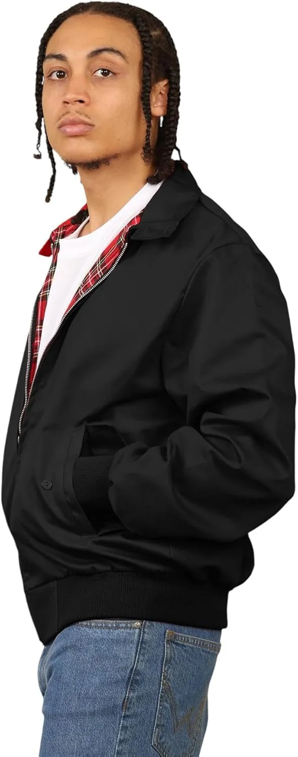 Janisramone® Classic Zip UP Men's Harrington Jacket, 1970 s Retro Vintage Bomber Jacket, Men Lightweight Jacket for Fall