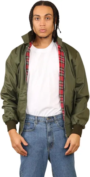 Janisramone® Classic Zip UP Men's Harrington Jacket, 1970 s Retro Vintage Bomber Jacket, Men Lightweight Jacket for Fall