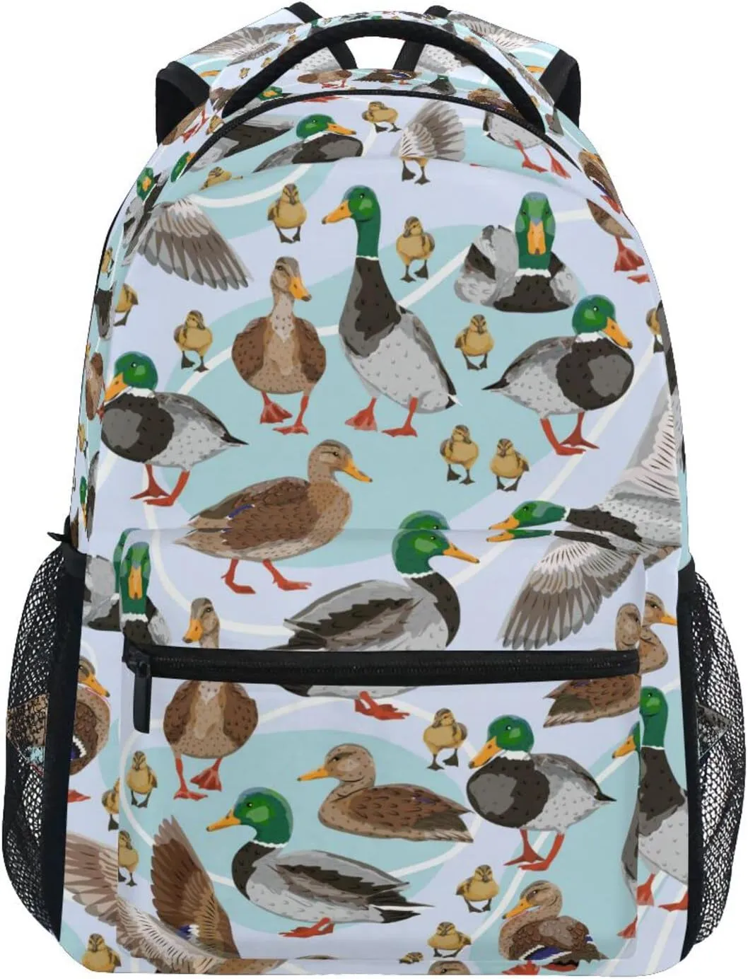 JIPONI Mallard Ducks Pattern Backpack For Girls Boys, Student School Bag Bookbag Travel Laptop Backpack Purse Daypack