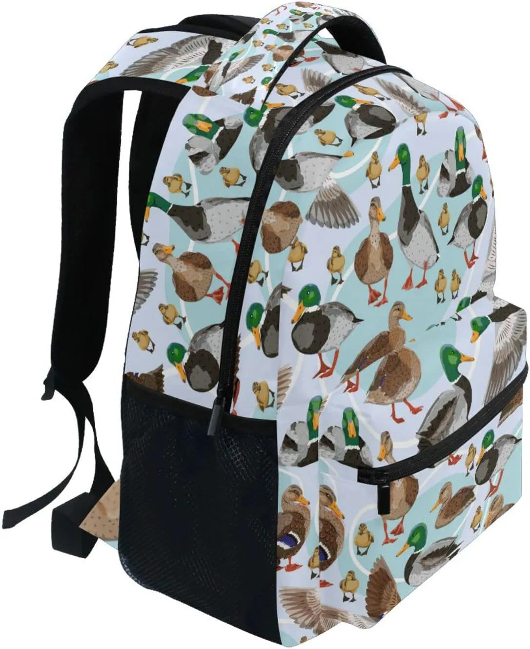 JIPONI Mallard Ducks Pattern Backpack For Girls Boys, Student School Bag Bookbag Travel Laptop Backpack Purse Daypack