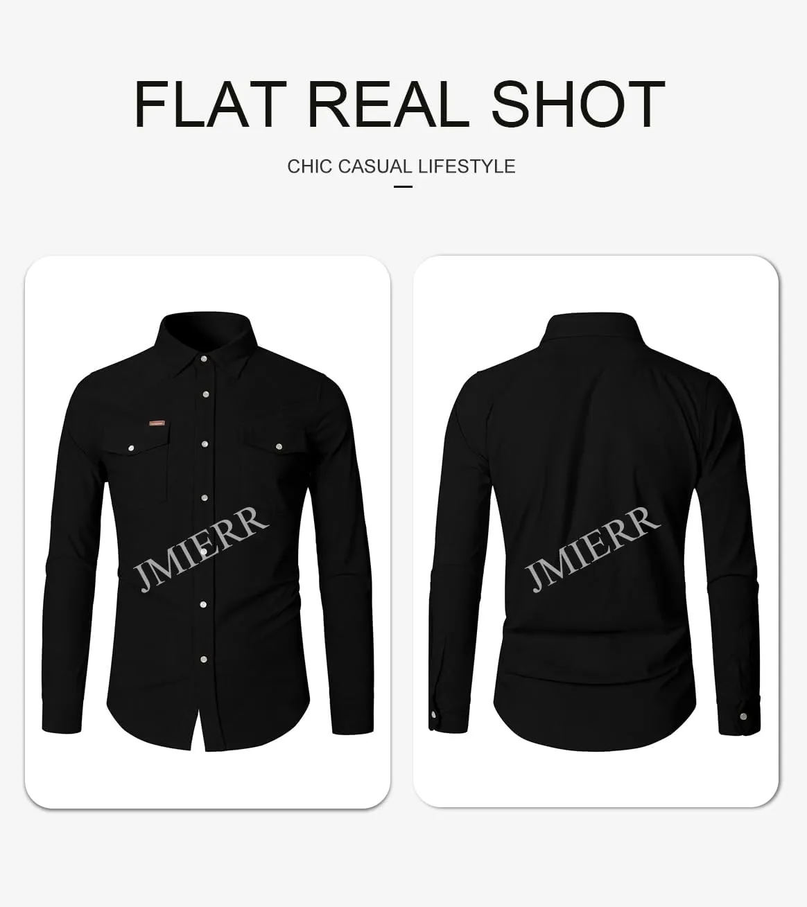 JMIERR Men's Corduroy Shirts Casual Western Long Sleeve Button Down Shacket Jackets with 2 Flap Pocket