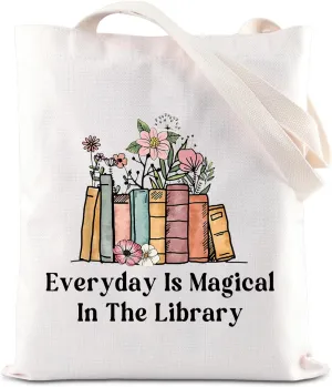JNIAP Librarian Tote Bag Librarian Gift For Women Library Grocery Bag Reading Lover Bookworm Bookish Shopping Beach Handbag