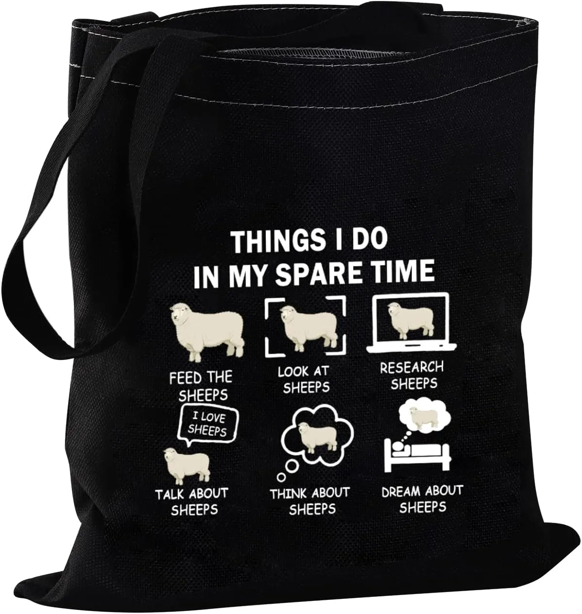 JYTAPP Funny Sheep Tote Bag - Sheep Lover Gift Bag for Spare Time, Farmer, Herder, Owner