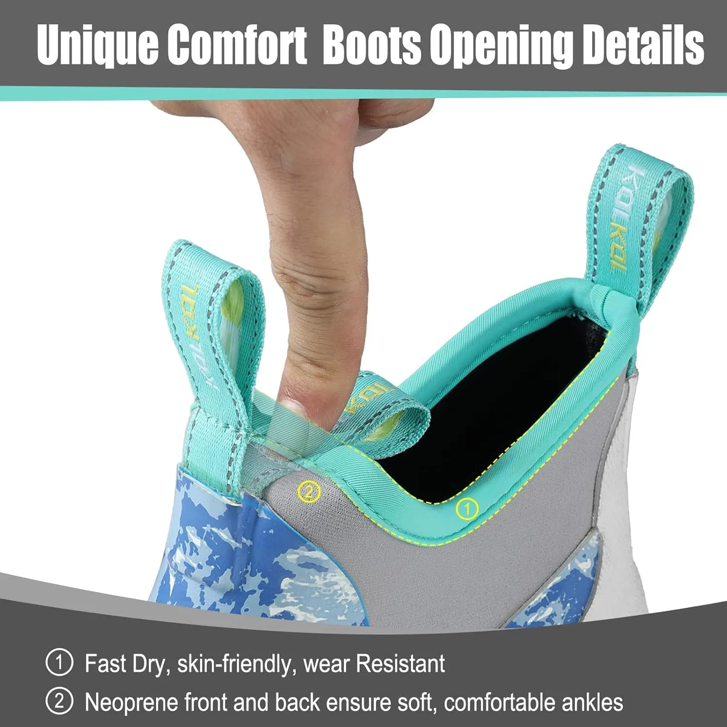 Kalkal Men's Deck Boots, Waterproof Fishing Rain Boots with High Traction, Men's Rubber Boots For Gardening Fishing Boating Camping Sailing