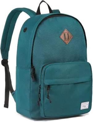 Kasqo School Backpack, 15.6 Inch Classic Lightweight Water-Resistant Backpack for Men Women Teens Girls Boys Kids to School, College, Travel, Work, Green